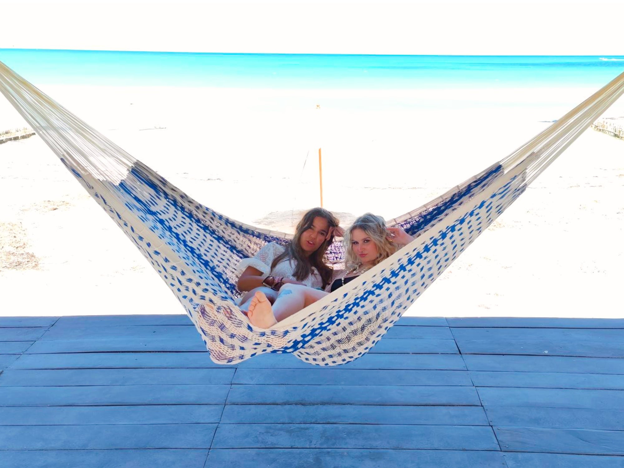 Ideal Bleu et Ecru, Grand, Coton